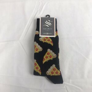 Socksmith Mens Socks Pizza‎ Crew Black 1pair, Mens Size 10-13